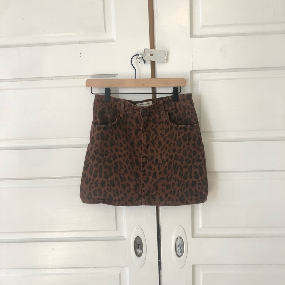 Reformation Leopard print jean skirt size 28